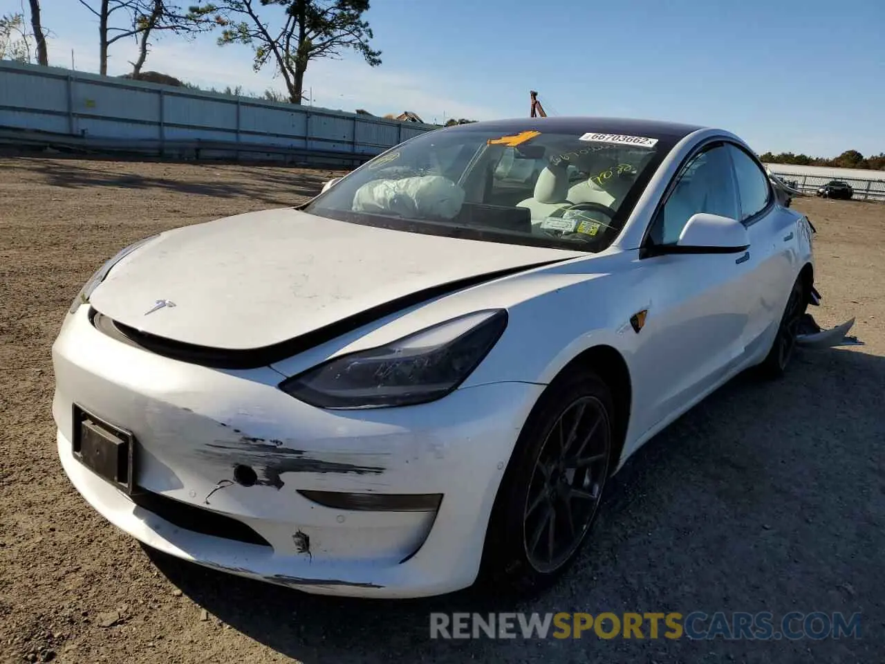 2 fotografías del automóvil dañado 5YJ3E1EA8MF019022 TESLA MODEL 3 2021