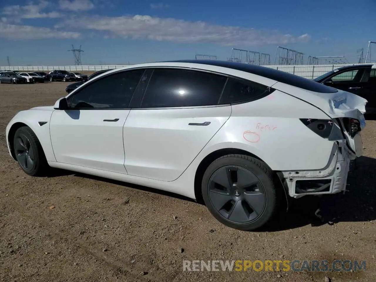 2 fotografías del automóvil dañado 5YJ3E1EA8MF045989 TESLA MODEL 3 2021