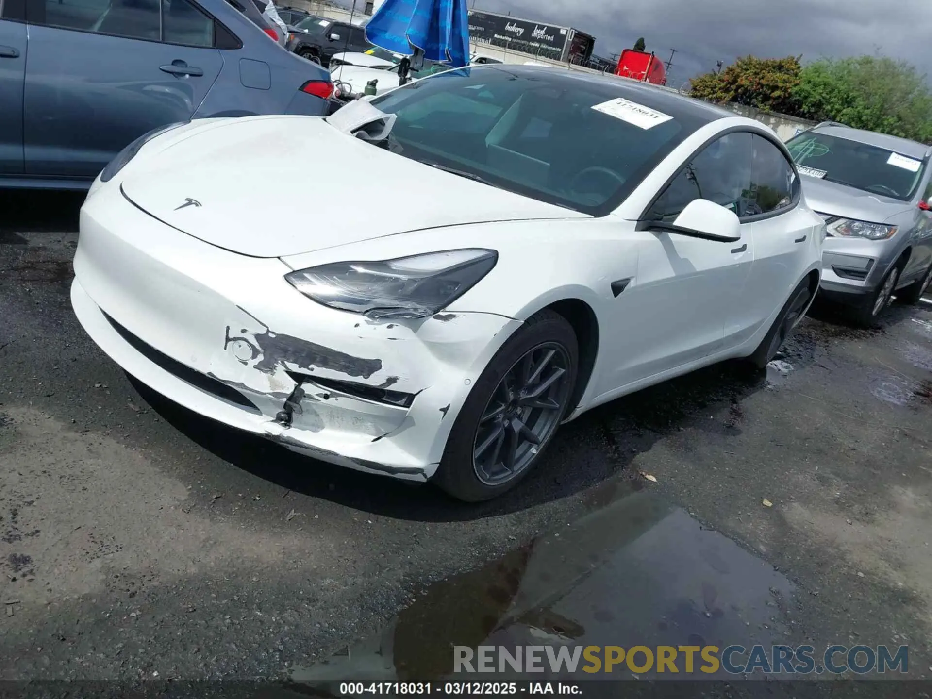 2 fotografías del automóvil dañado 5YJ3E1EA8MF087580 TESLA MODEL 3 2021