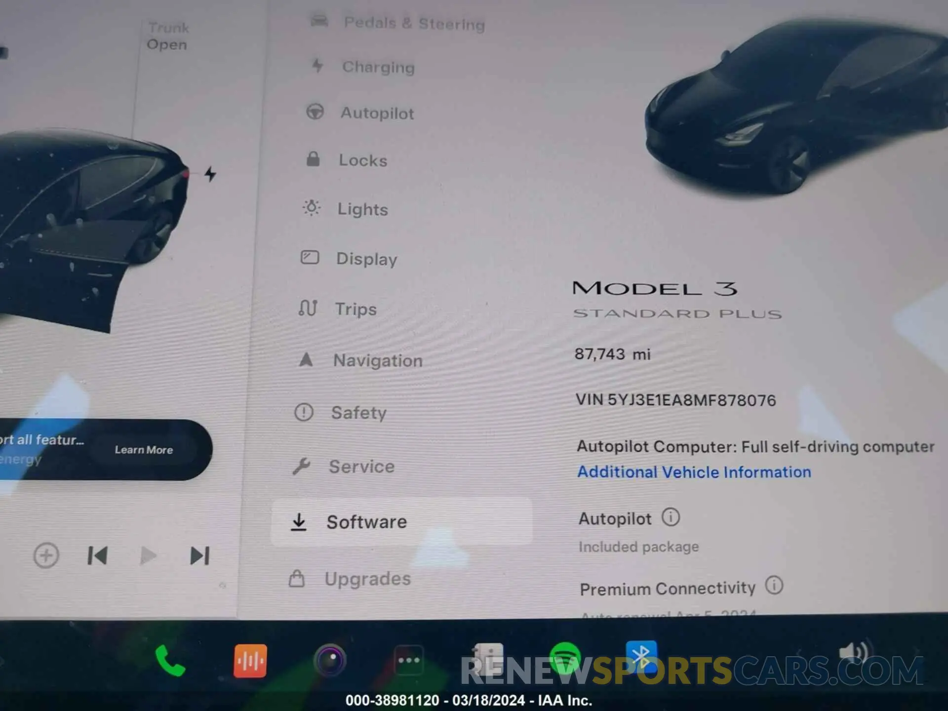 15 fotografías del automóvil dañado 5YJ3E1EA8MF878076 TESLA MODEL 3 2021