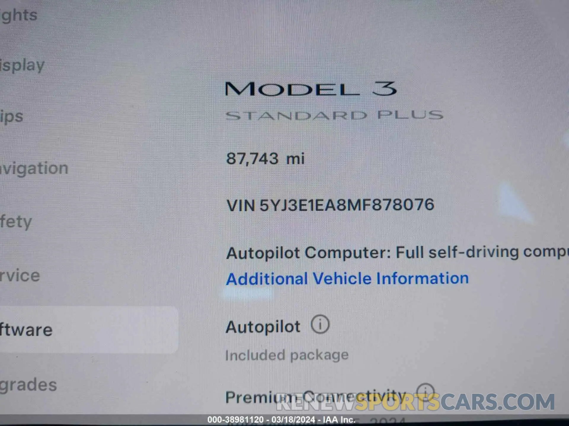 9 fotografías del automóvil dañado 5YJ3E1EA8MF878076 TESLA MODEL 3 2021