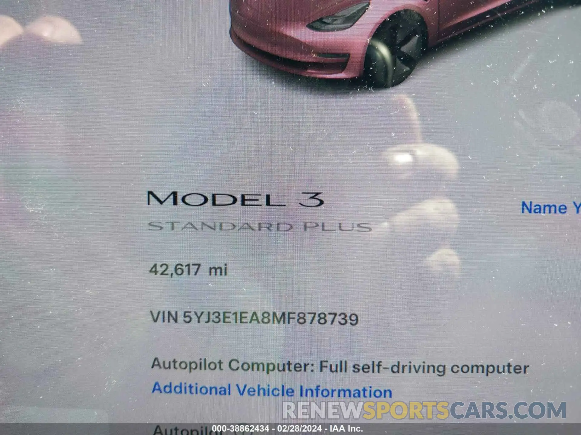 16 fotografías del automóvil dañado 5YJ3E1EA8MF878739 TESLA MODEL 3 2021