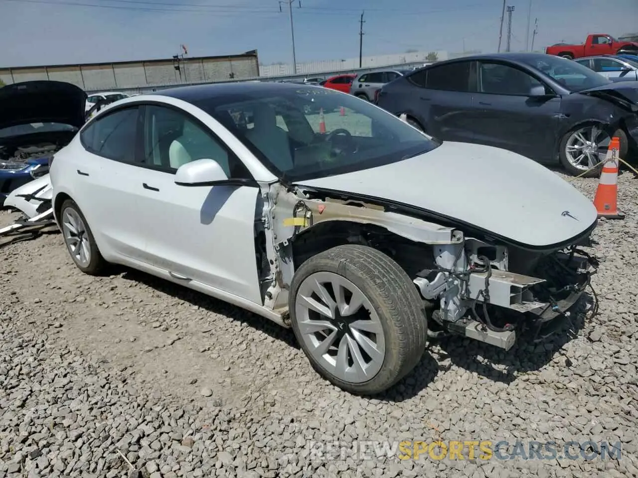 4 fotografías del automóvil dañado 5YJ3E1EA8MF915627 TESLA MODEL 3 2021