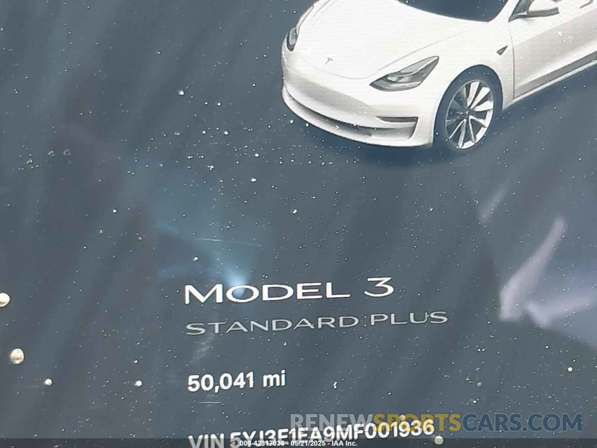 15 fotografías del automóvil dañado 5YJ3E1EA9MF001936 TESLA MODEL 3 2021