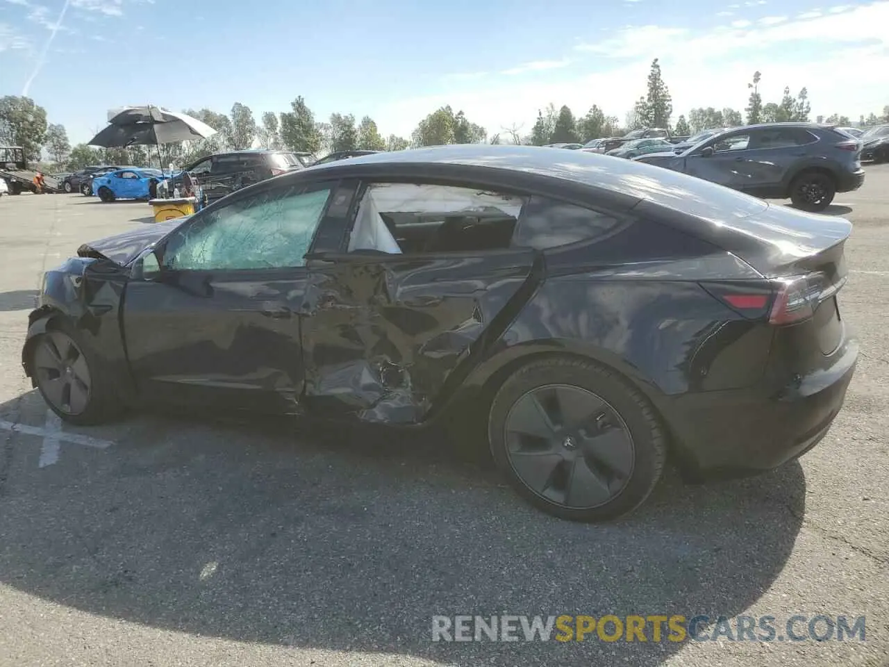 2 fotografías del automóvil dañado 5YJ3E1EA9MF074837 TESLA MODEL 3 2021