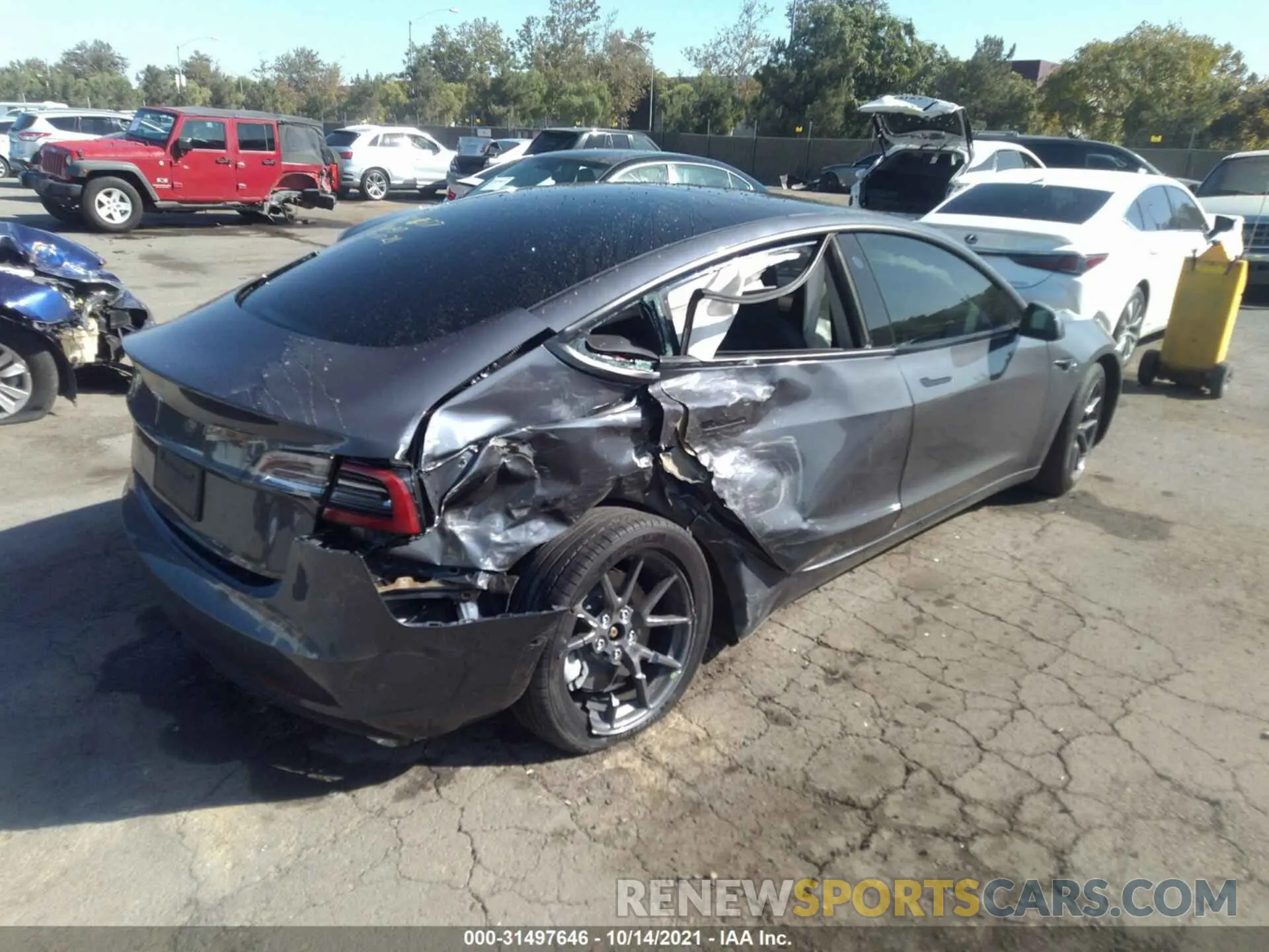 4 fotografías del automóvil dañado 5YJ3E1EA9MF873100 TESLA MODEL 3 2021