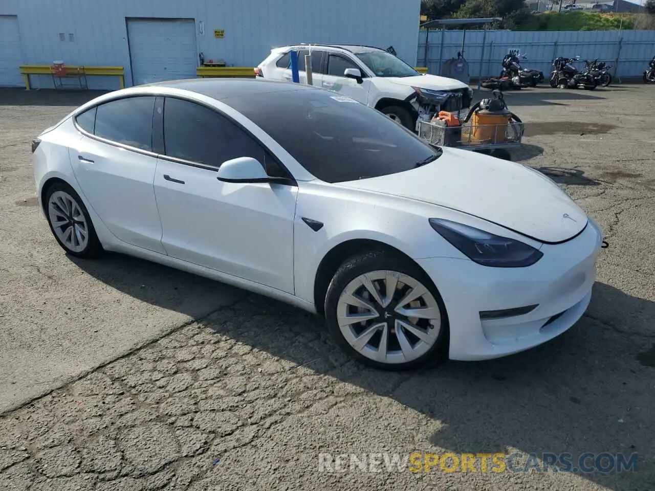 4 fotografías del automóvil dañado 5YJ3E1EA9MF961676 TESLA MODEL 3 2021