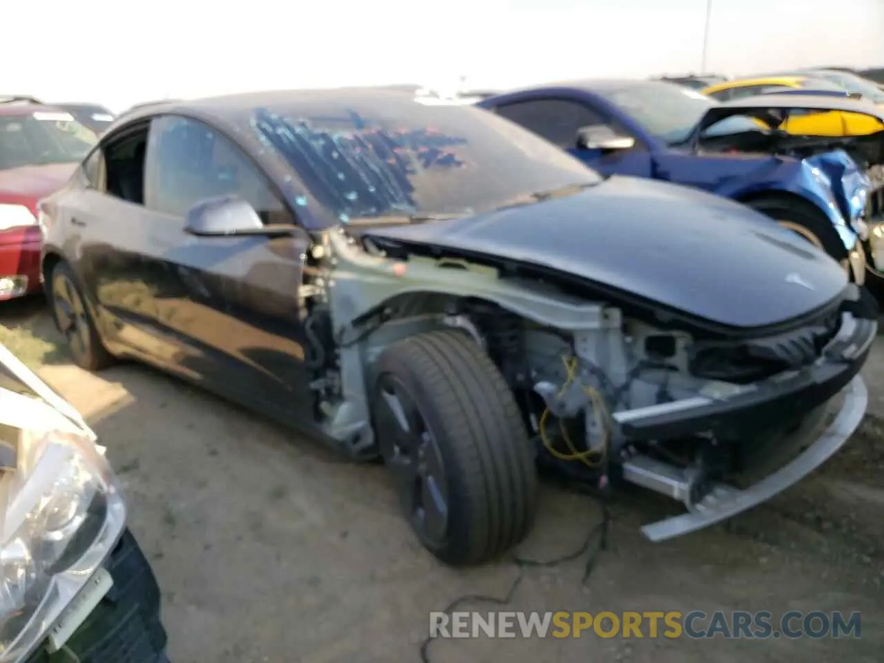 4 fotografías del automóvil dañado 5YJ3E1EAXMF087516 TESLA MODEL 3 2021