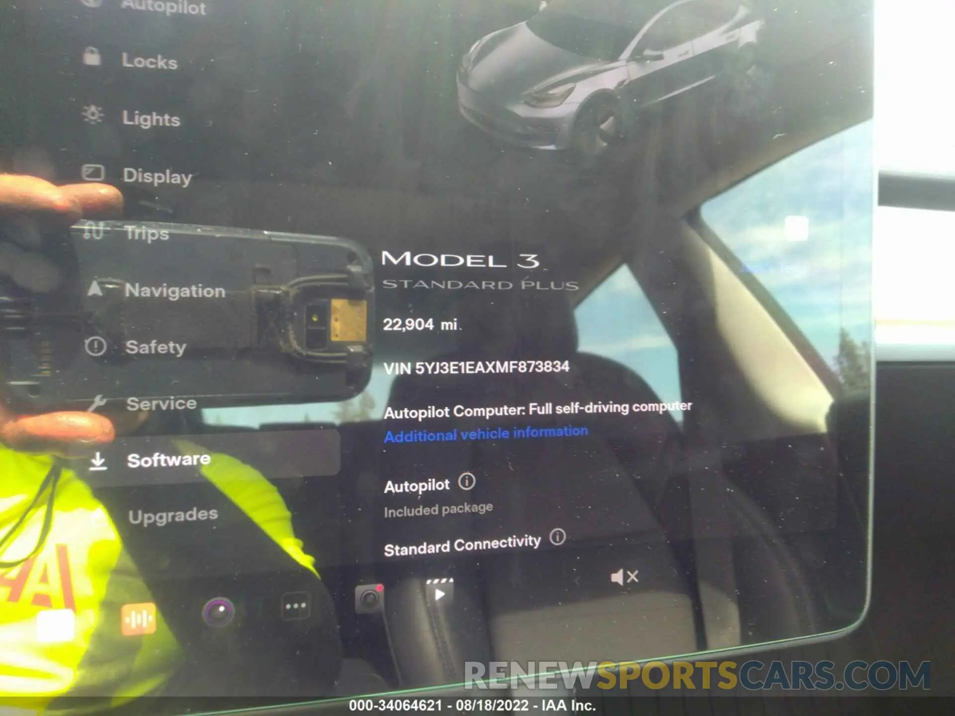 7 fotografías del automóvil dañado 5YJ3E1EAXMF873834 TESLA MODEL 3 2021