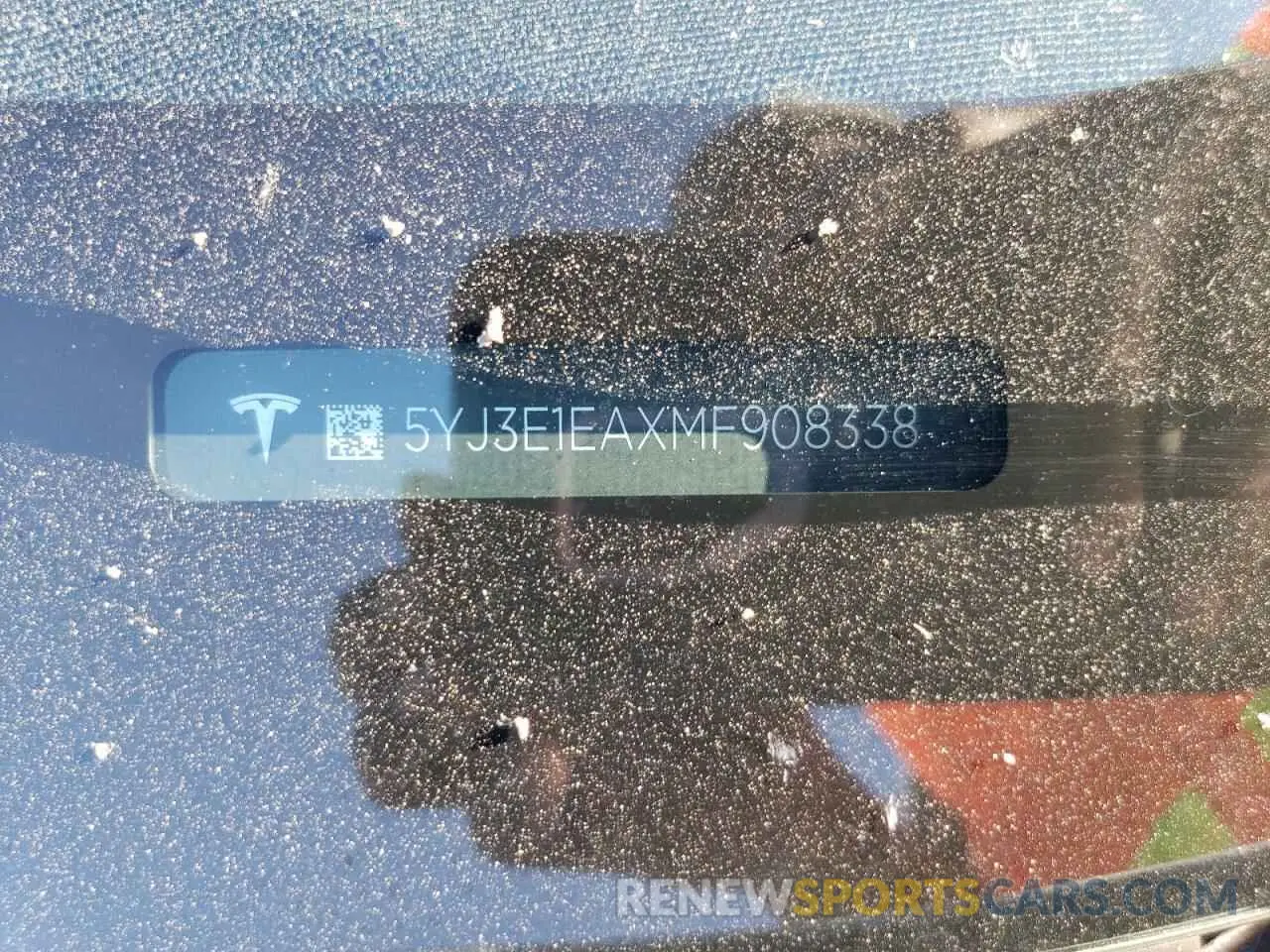 12 fotografías del automóvil dañado 5YJ3E1EAXMF908338 TESLA MODEL 3 2021