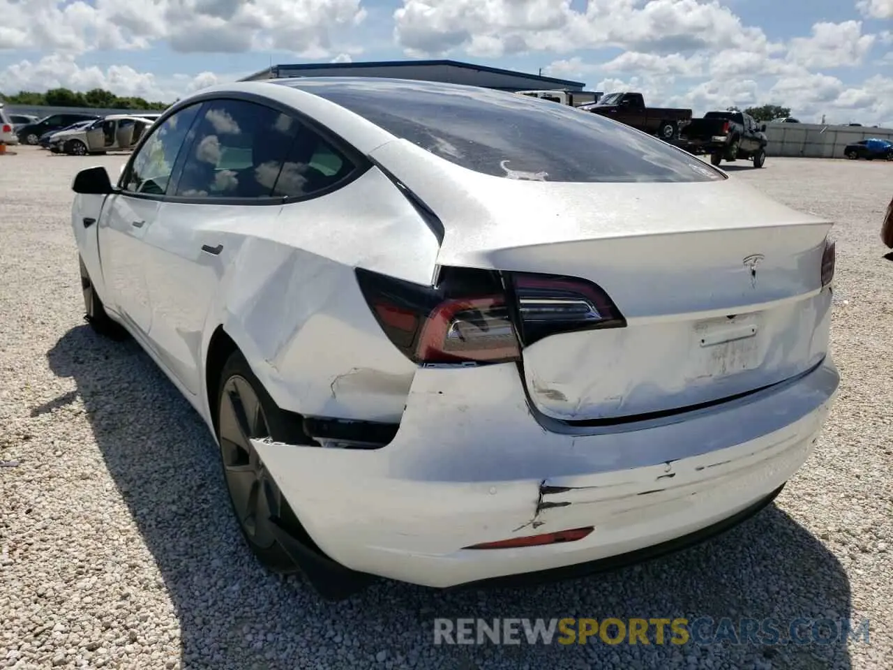 3 fotografías del automóvil dañado 5YJ3E1EAXMF921459 TESLA MODEL 3 2021