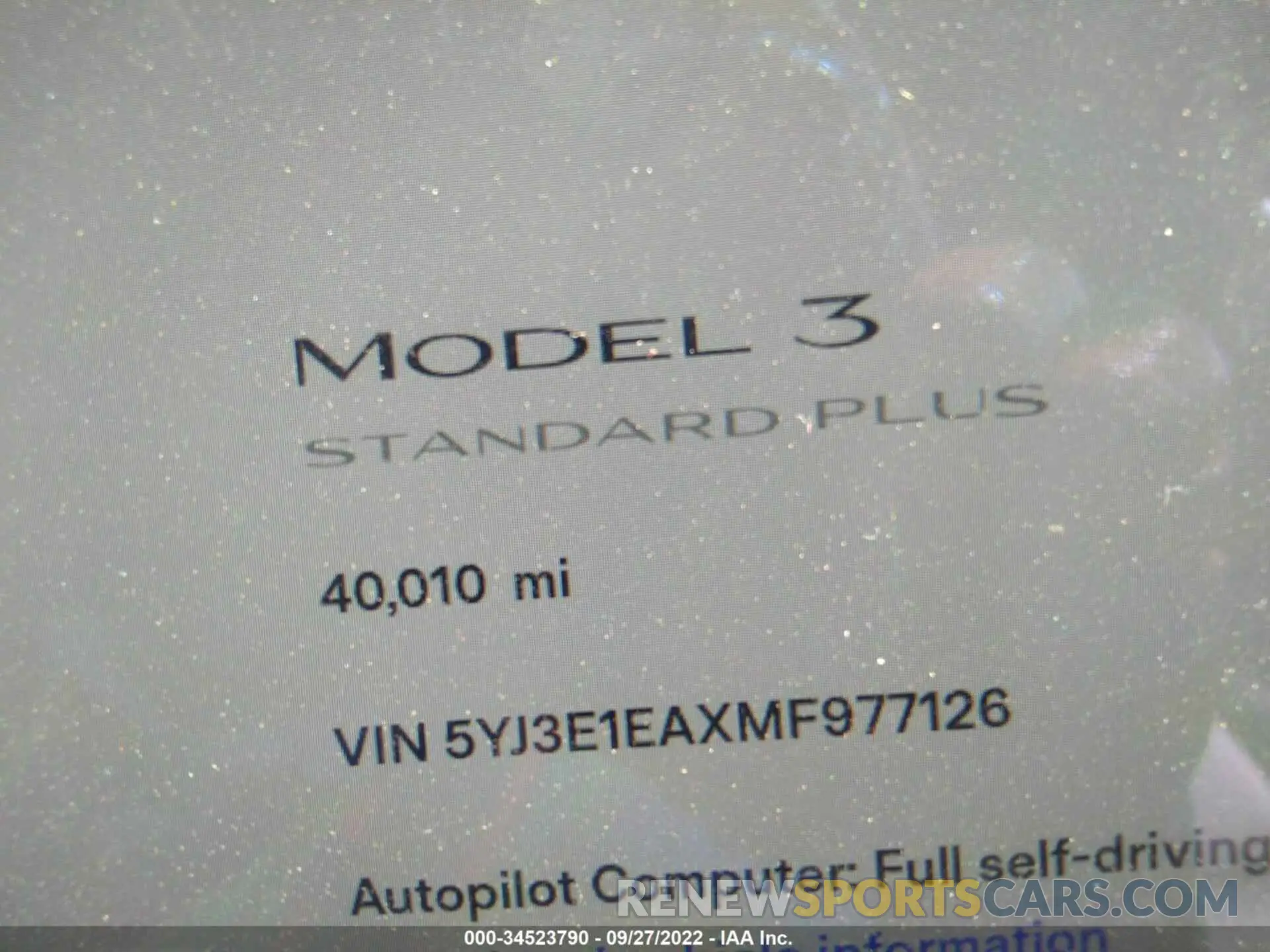 7 fotografías del automóvil dañado 5YJ3E1EAXMF977126 TESLA MODEL 3 2021