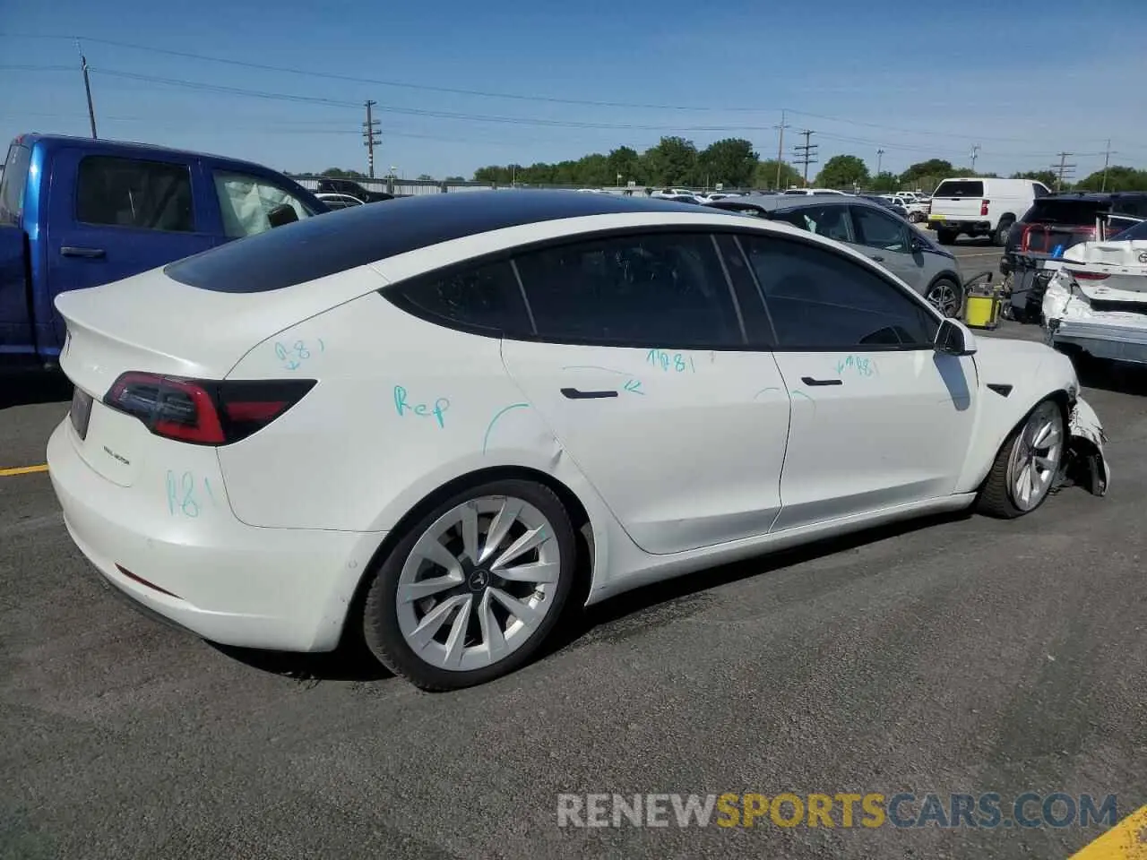 3 fotografías del automóvil dañado 5YJ3E1EB0MF050922 TESLA MODEL 3 2021