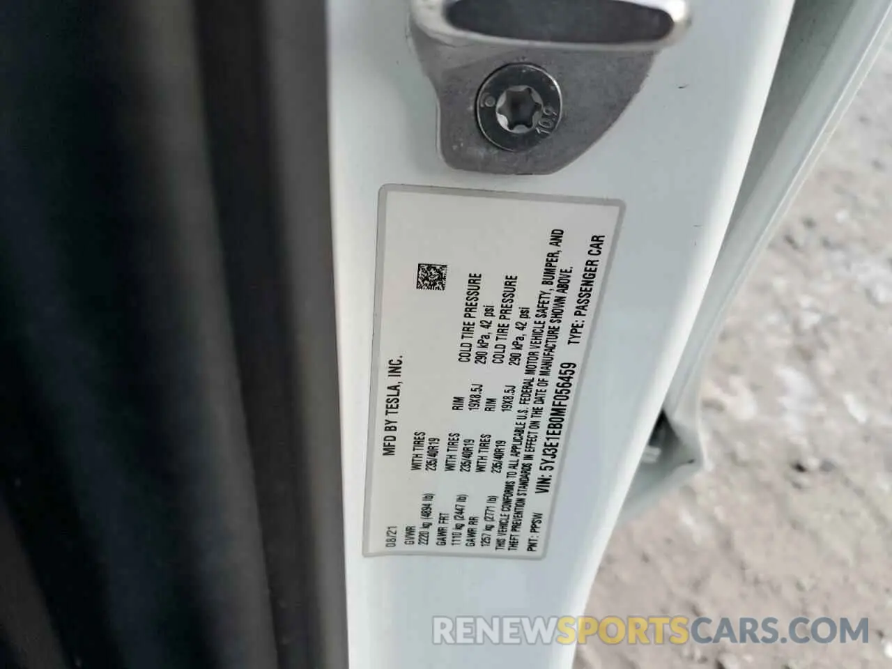 12 fotografías del automóvil dañado 5YJ3E1EB0MF056459 TESLA MODEL 3 2021