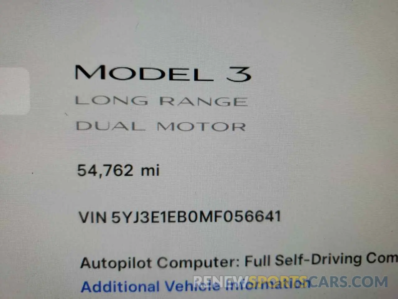 9 fotografías del automóvil dañado 5YJ3E1EB0MF056641 TESLA MODEL 3 2021