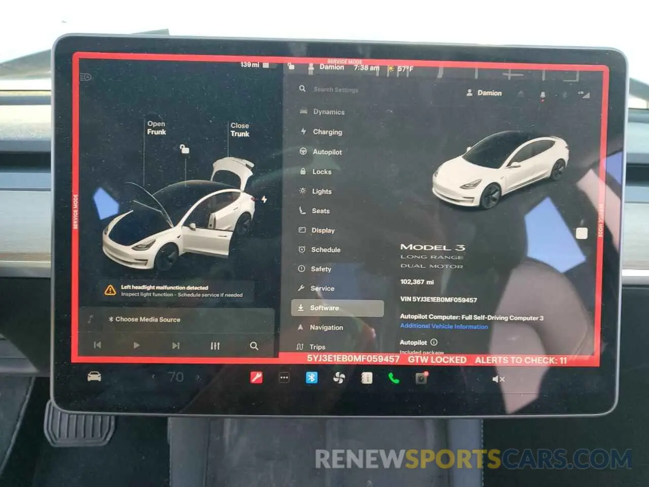 9 fotografías del automóvil dañado 5YJ3E1EB0MF059457 TESLA MODEL 3 2021