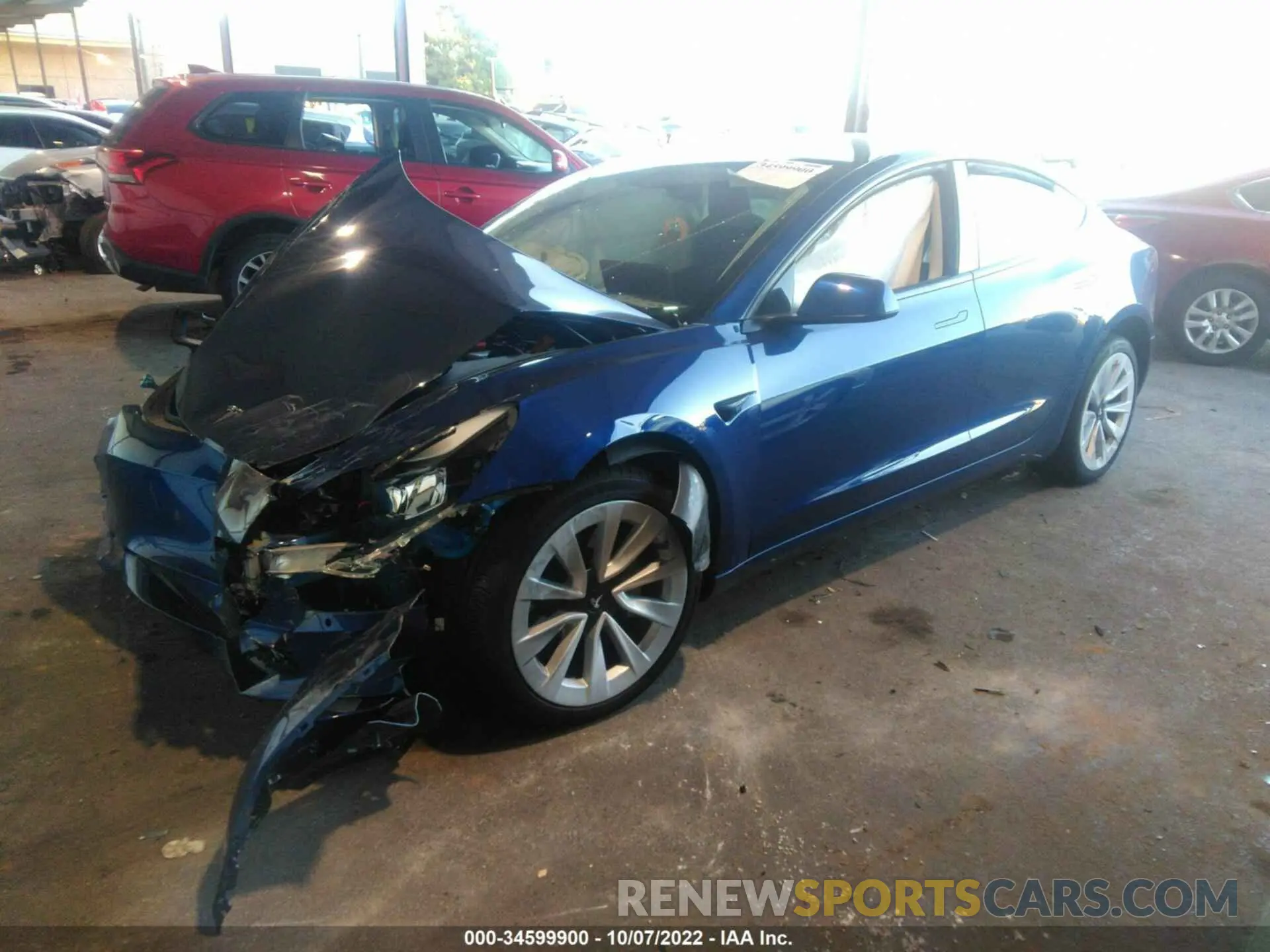 2 fotografías del automóvil dañado 5YJ3E1EB0MF064853 TESLA MODEL 3 2021