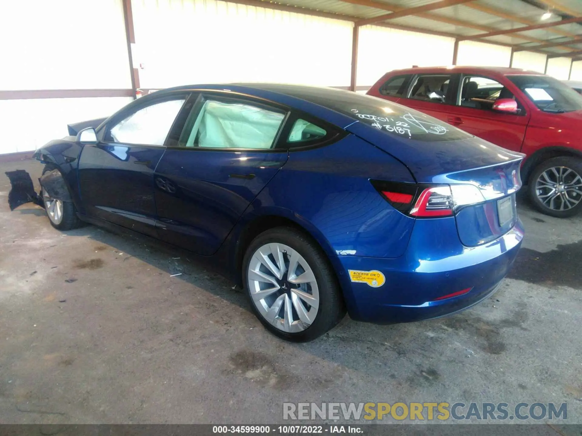 3 fotografías del automóvil dañado 5YJ3E1EB0MF064853 TESLA MODEL 3 2021