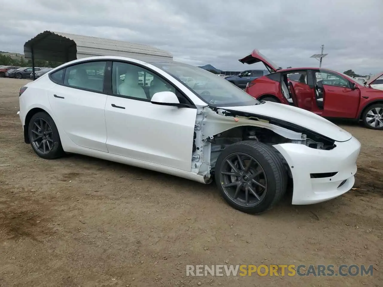 4 fotografías del automóvil dañado 5YJ3E1EB0MF073052 TESLA MODEL 3 2021