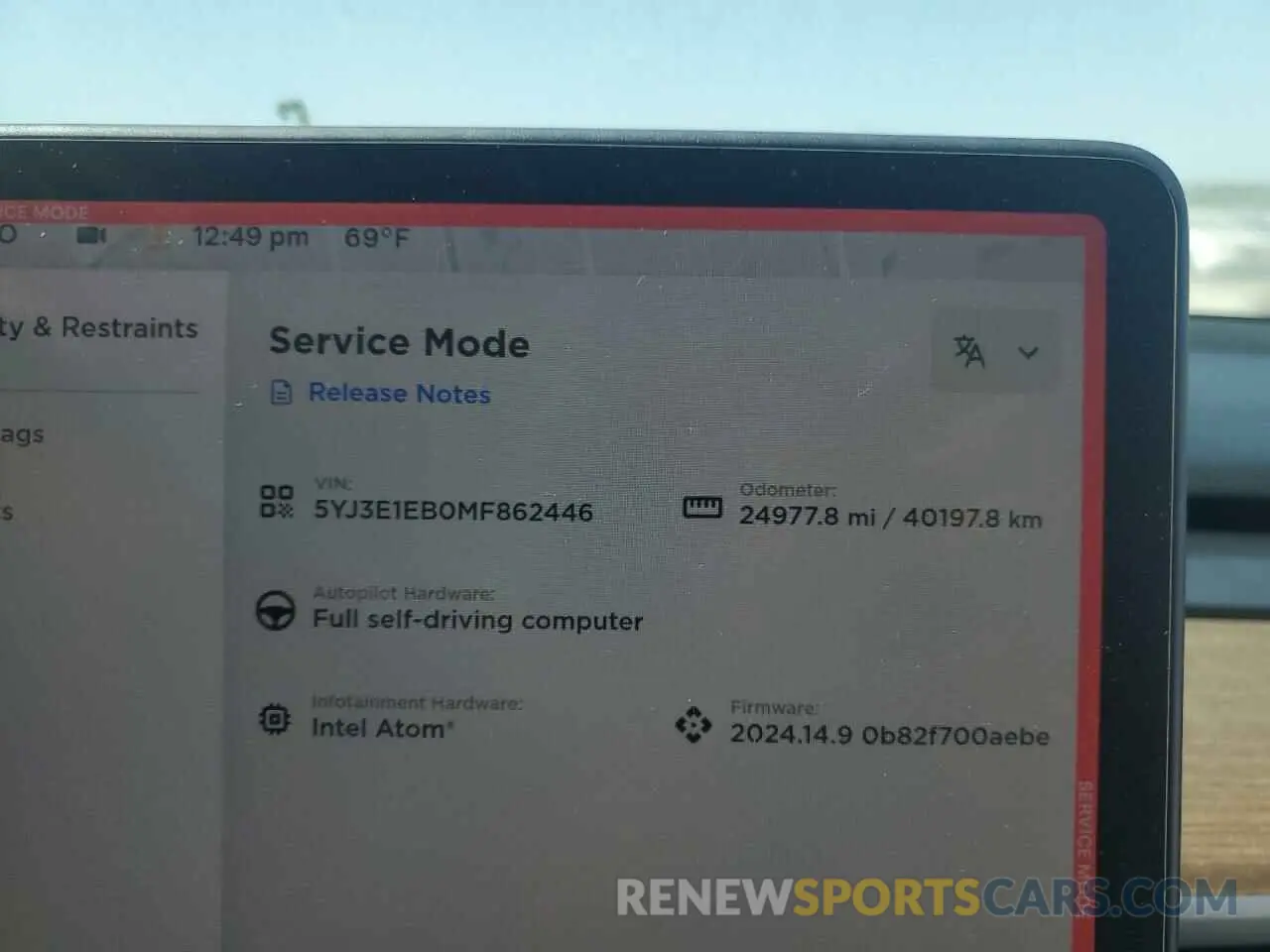 9 fotografías del automóvil dañado 5YJ3E1EB0MF862446 TESLA MODEL 3 2021