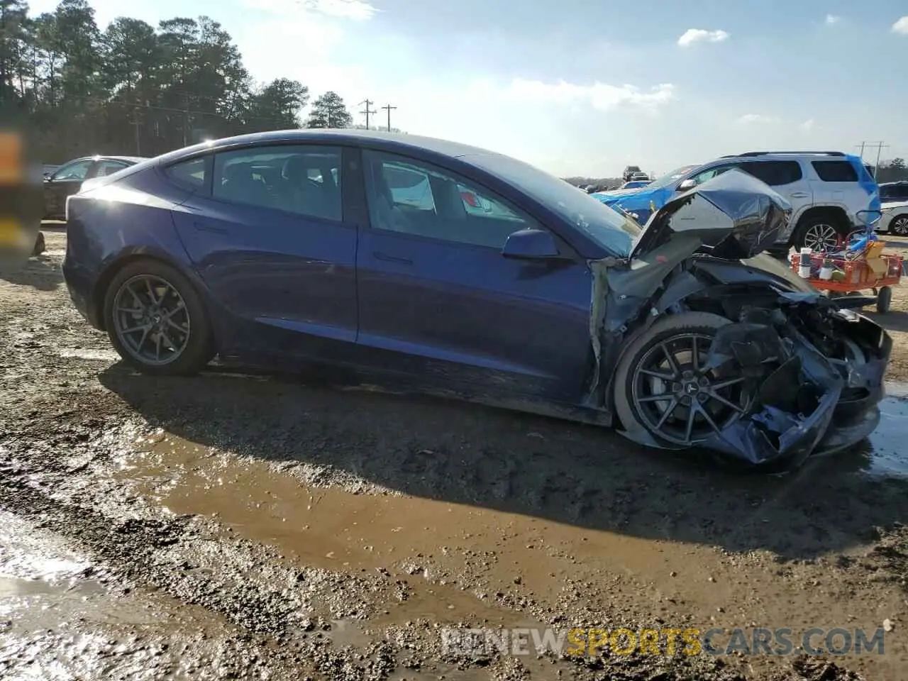 4 fotografías del automóvil dañado 5YJ3E1EB0MF869168 TESLA MODEL 3 2021
