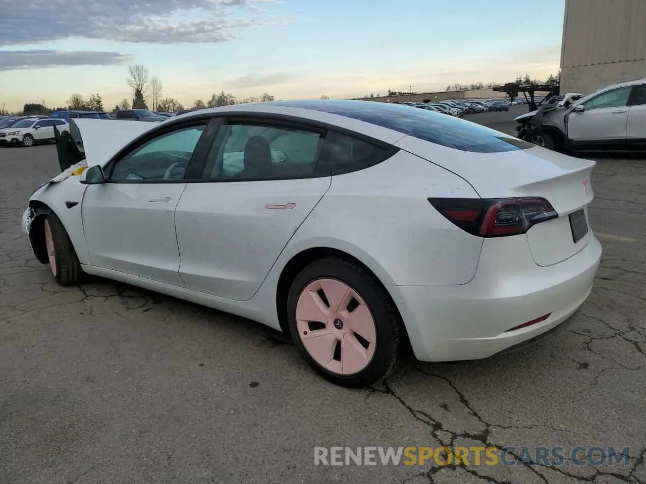 2 fotografías del automóvil dañado 5YJ3E1EB0MF938991 TESLA MODEL 3 2021
