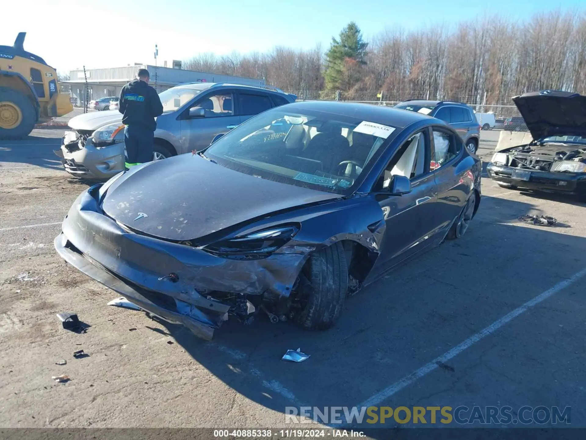 2 fotografías del automóvil dañado 5YJ3E1EB0MF974860 TESLA MODEL 3 2021