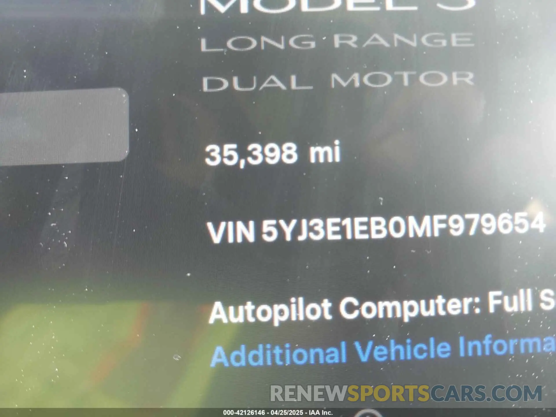 15 fotografías del automóvil dañado 5YJ3E1EB0MF979654 TESLA MODEL 3 2021