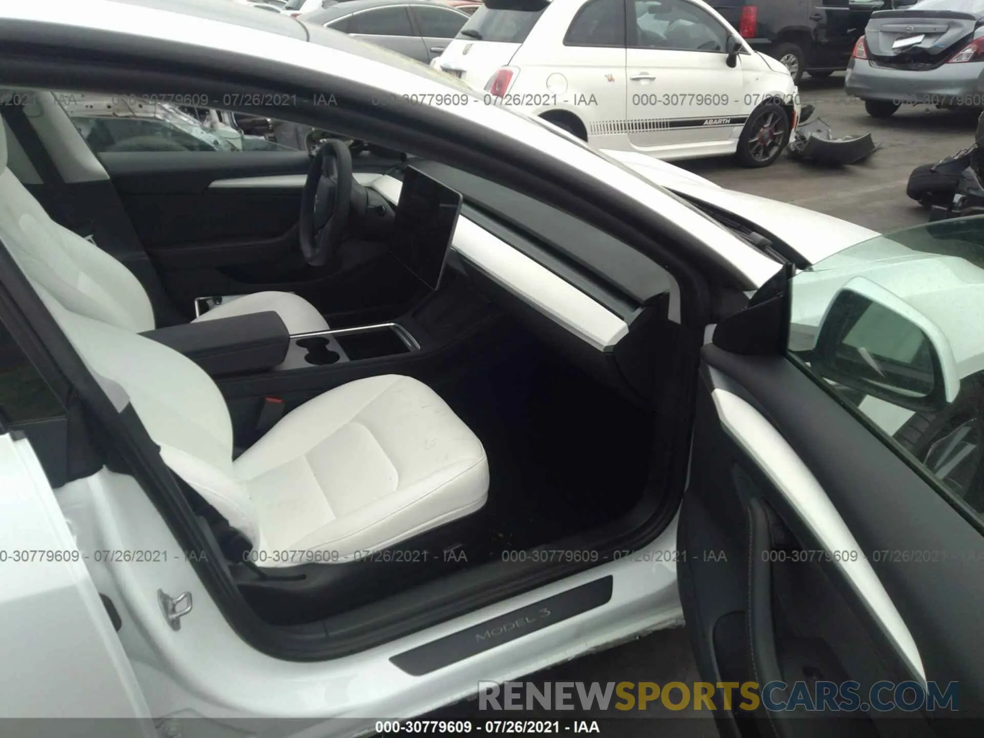 5 fotografías del automóvil dañado 5YJ3E1EB1MF001017 TESLA MODEL 3 2021
