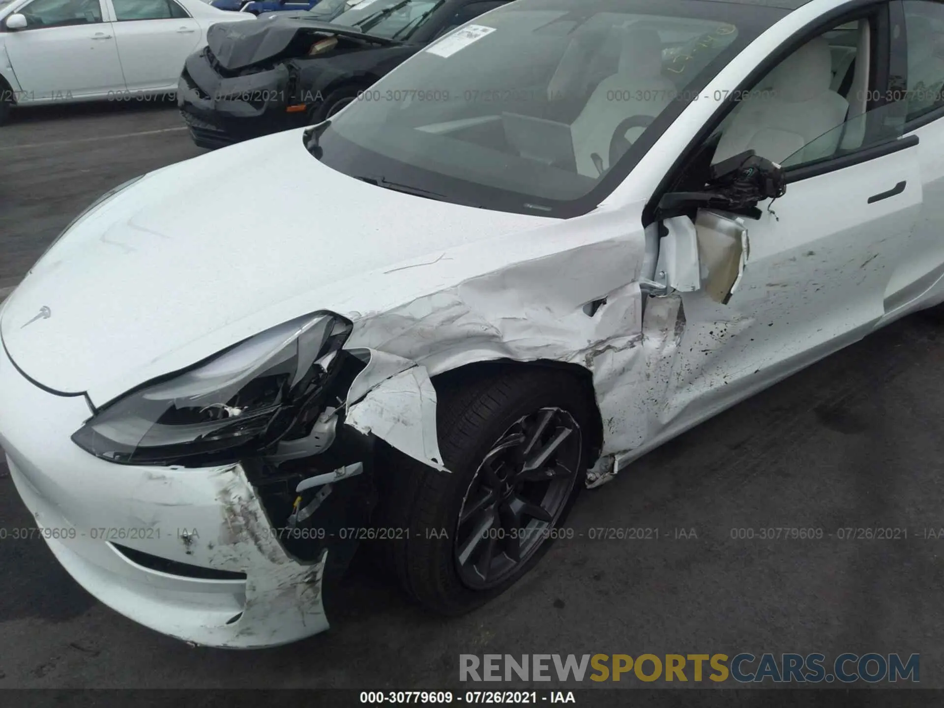 6 fotografías del automóvil dañado 5YJ3E1EB1MF001017 TESLA MODEL 3 2021