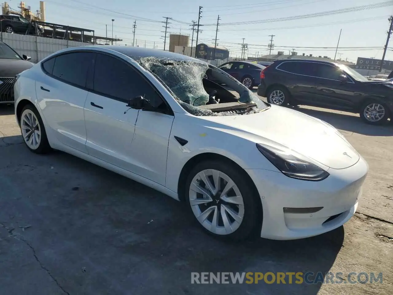 4 fotografías del automóvil dañado 5YJ3E1EB1MF064716 TESLA MODEL 3 2021