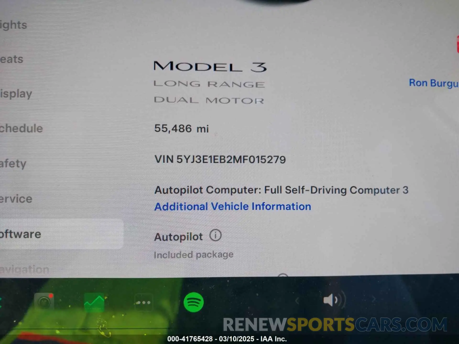 7 fotografías del automóvil dañado 5YJ3E1EB2MF015279 TESLA MODEL 3 2021