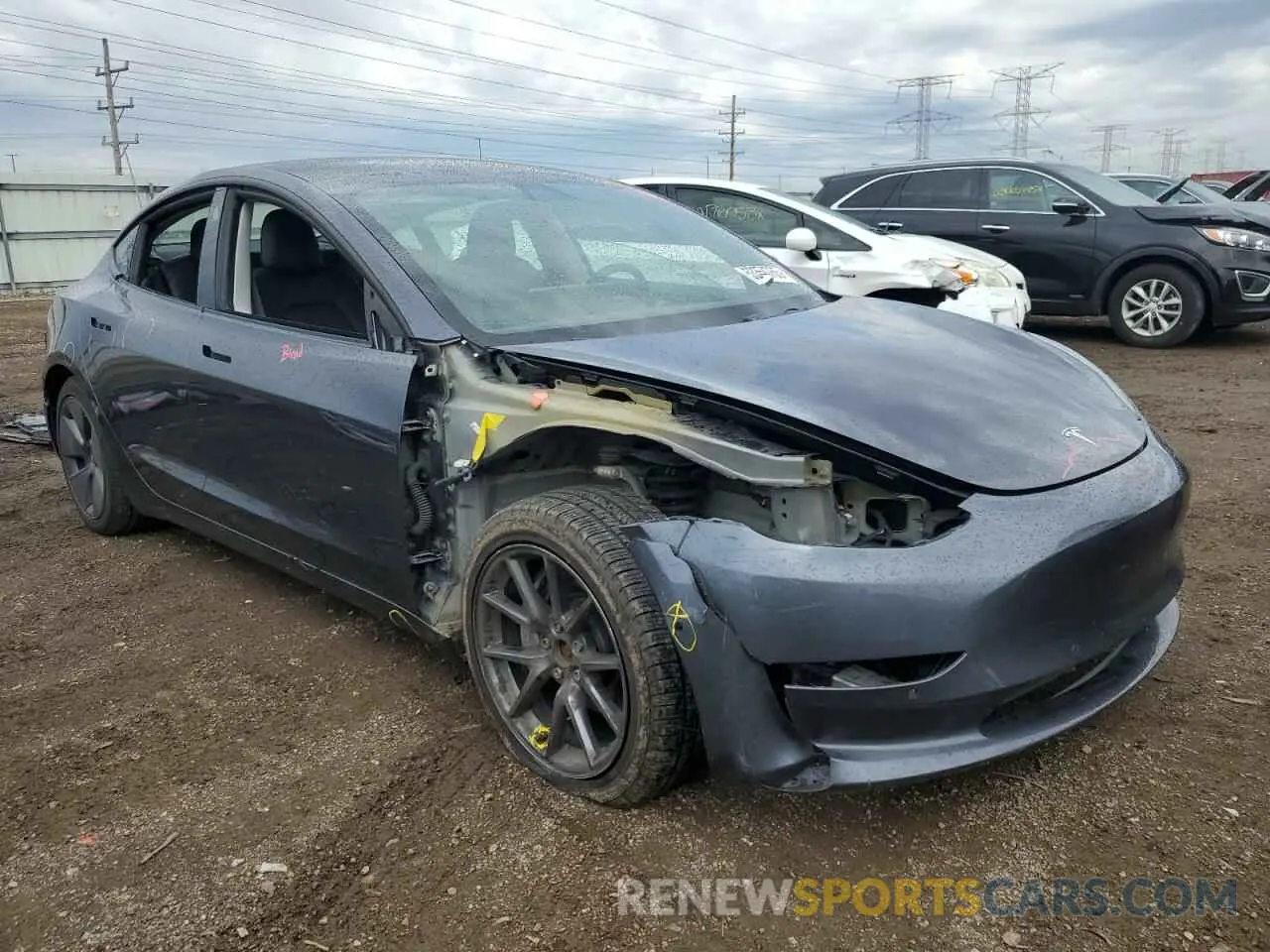 4 fotografías del automóvil dañado 5YJ3E1EB2MF066149 TESLA MODEL 3 2021