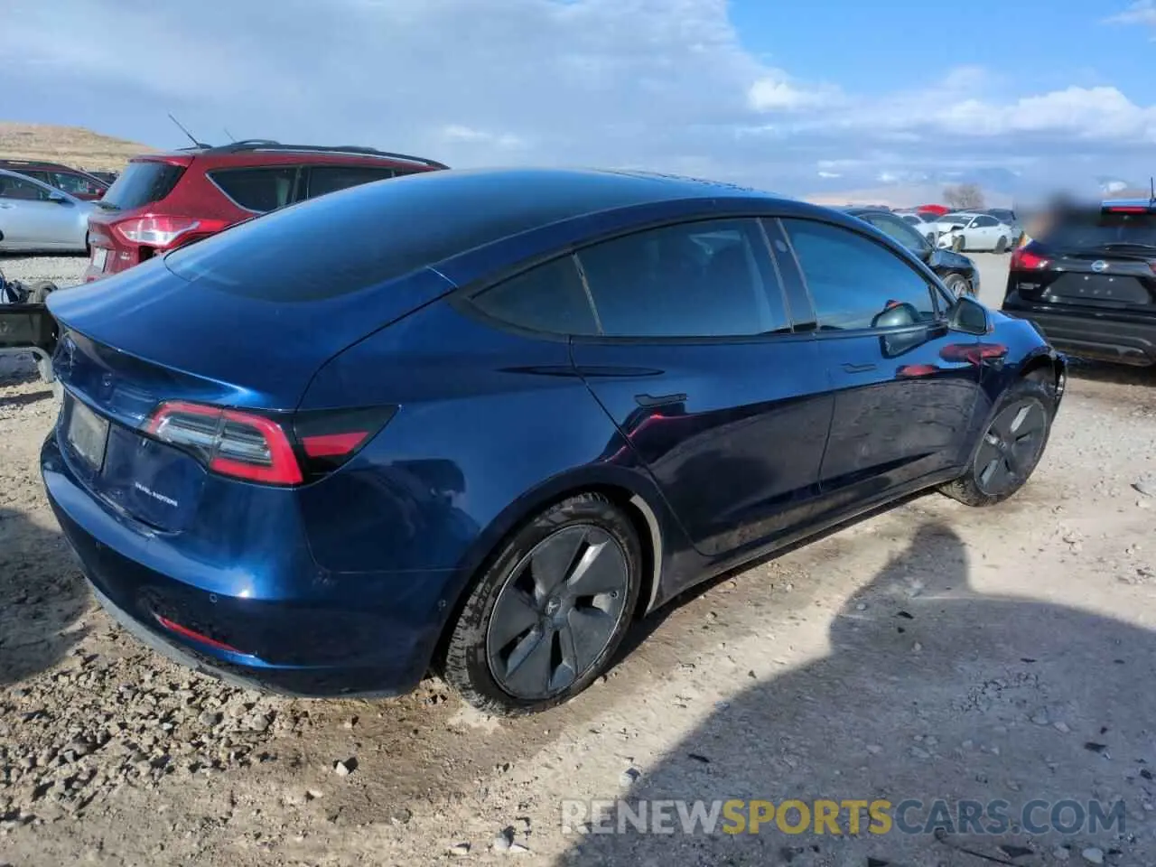 3 fotografías del automóvil dañado 5YJ3E1EB2MF862092 TESLA MODEL 3 2021
