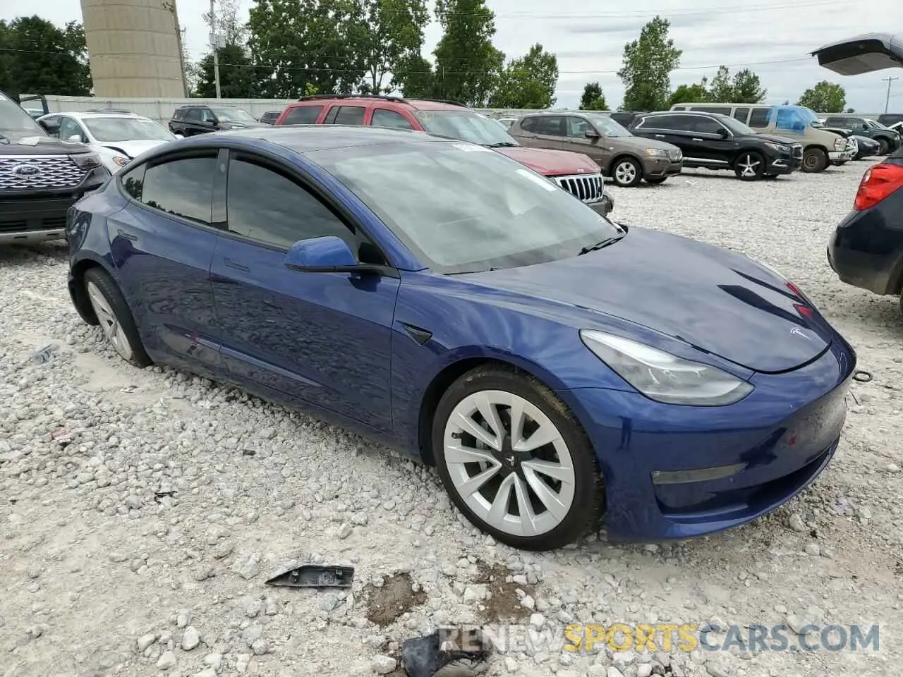4 fotografías del automóvil dañado 5YJ3E1EB2MF980448 TESLA MODEL 3 2021