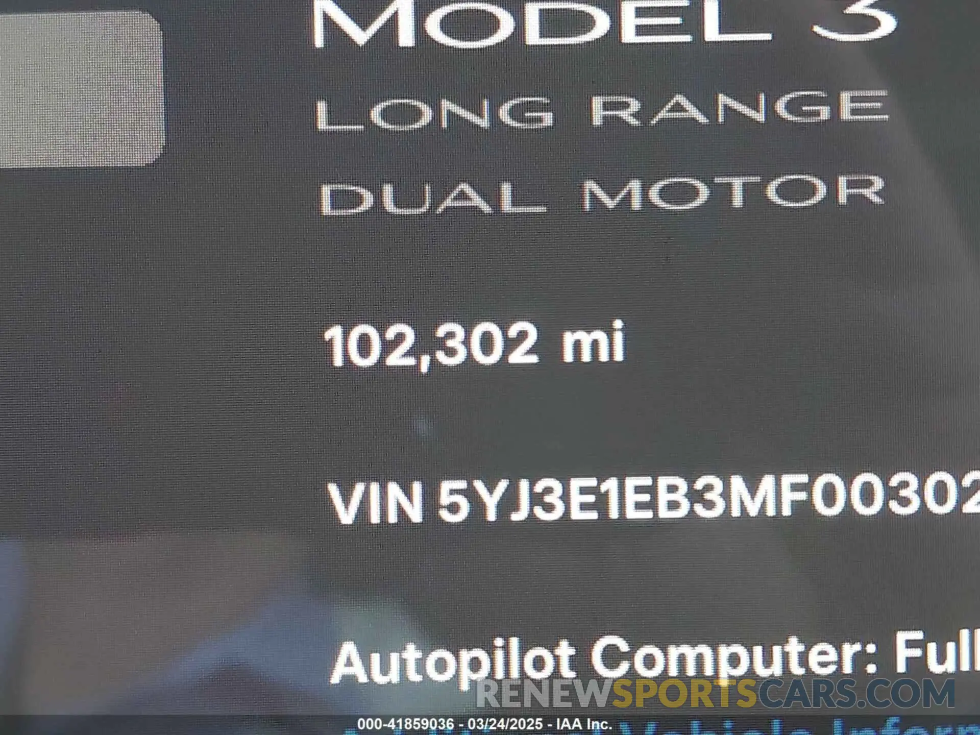 16 fotografías del automóvil dañado 5YJ3E1EB3MF003027 TESLA MODEL 3 2021