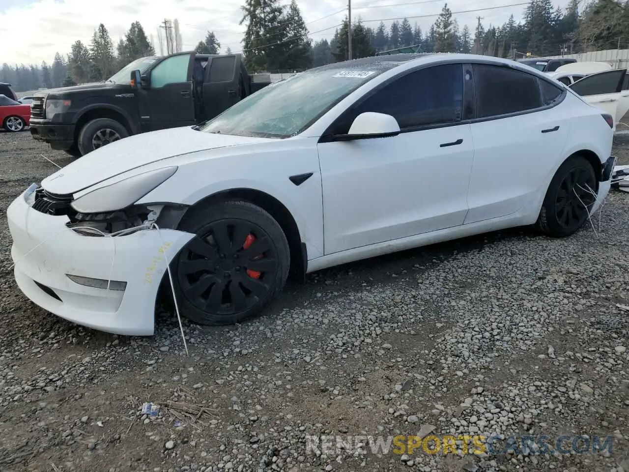 1 fotografías del automóvil dañado 5YJ3E1EB3MF927628 TESLA MODEL 3 2021