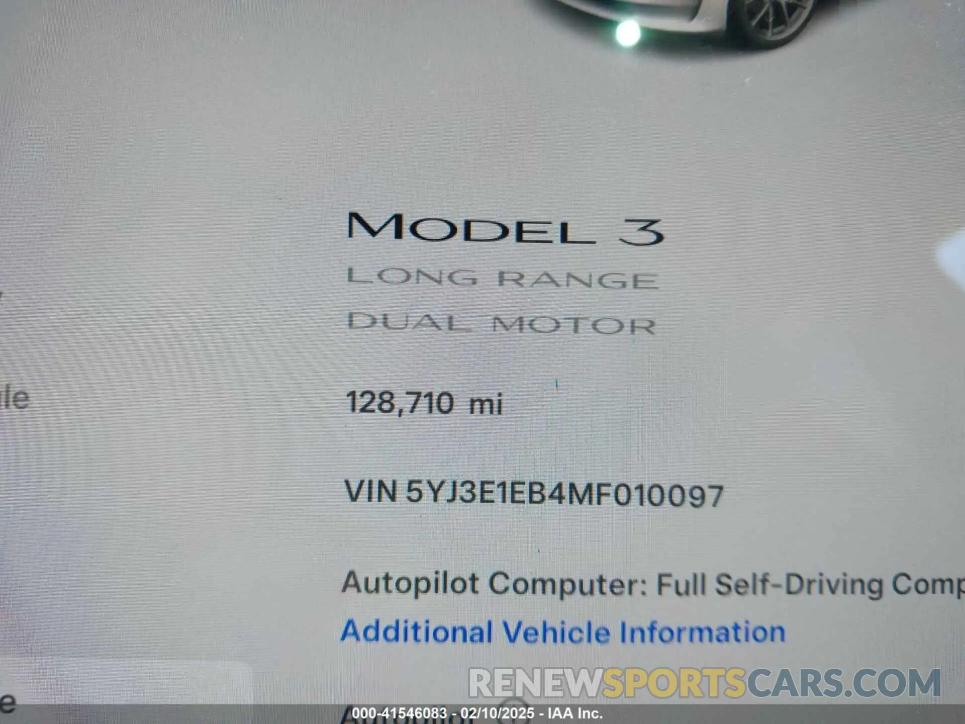 15 fotografías del automóvil dañado 5YJ3E1EB4MF010097 TESLA MODEL 3 2021