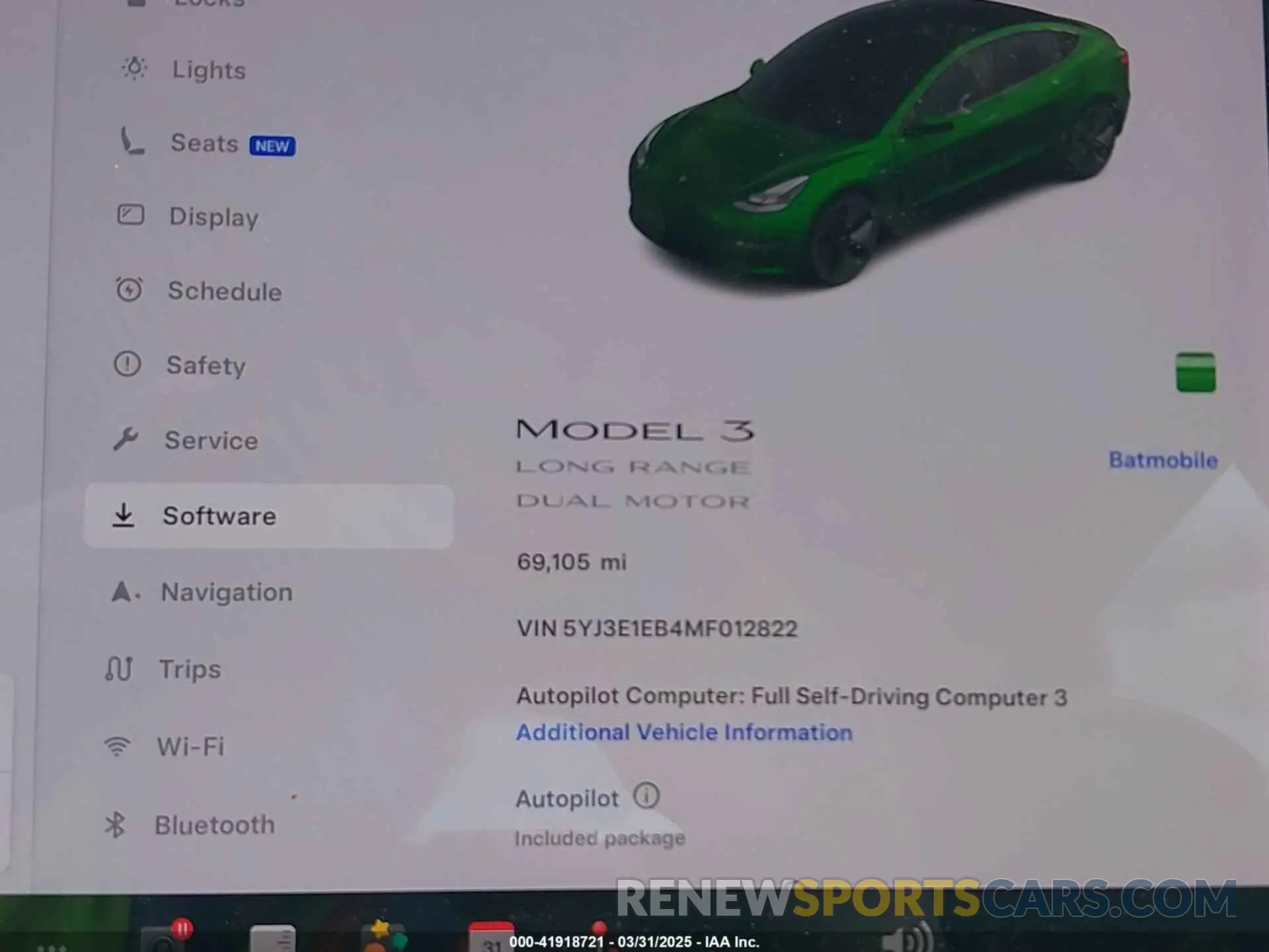 15 fotografías del automóvil dañado 5YJ3E1EB4MF012822 TESLA MODEL 3 2021