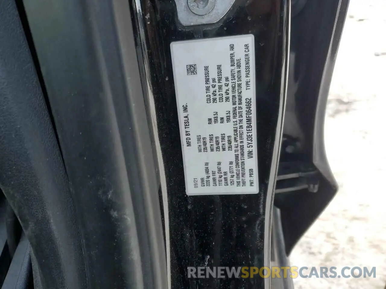 14 fotografías del automóvil dañado 5YJ3E1EB4MF064662 TESLA MODEL 3 2021
