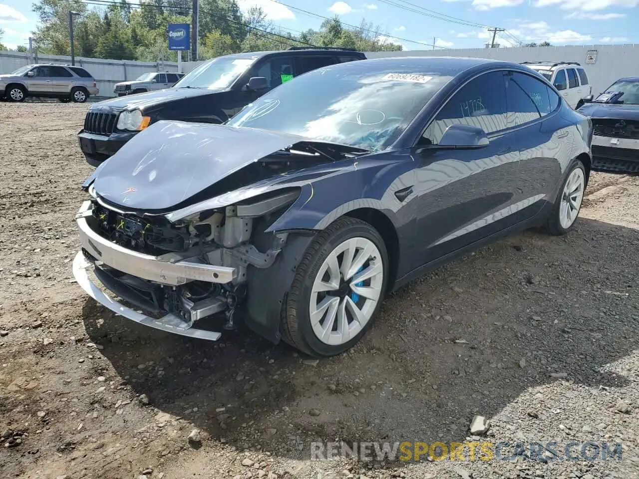2 fotografías del automóvil dañado 5YJ3E1EB4MF084653 TESLA MODEL 3 2021