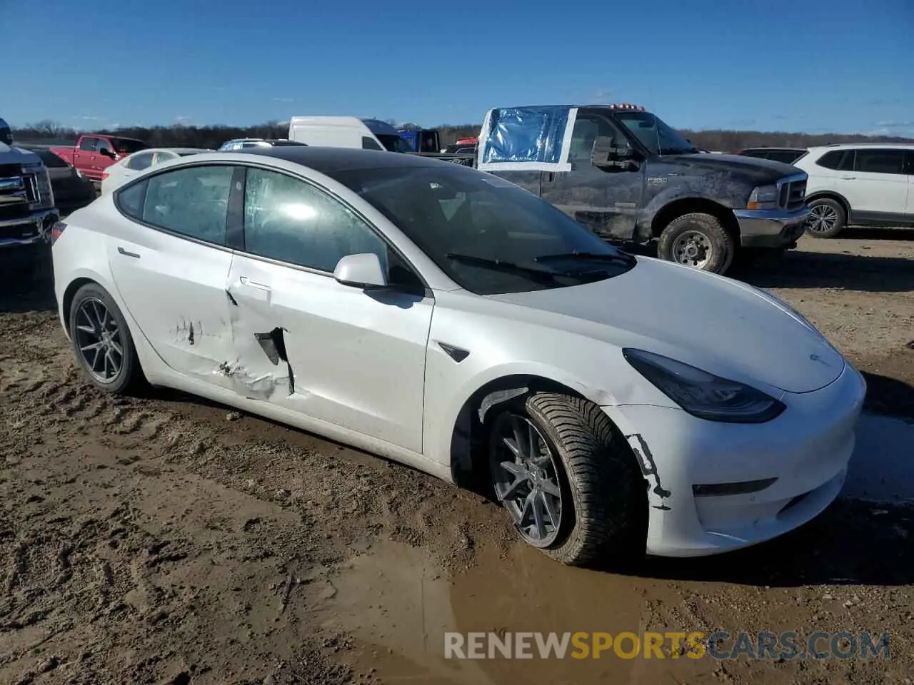 4 fotografías del automóvil dañado 5YJ3E1EB4MF849456 TESLA MODEL 3 2021