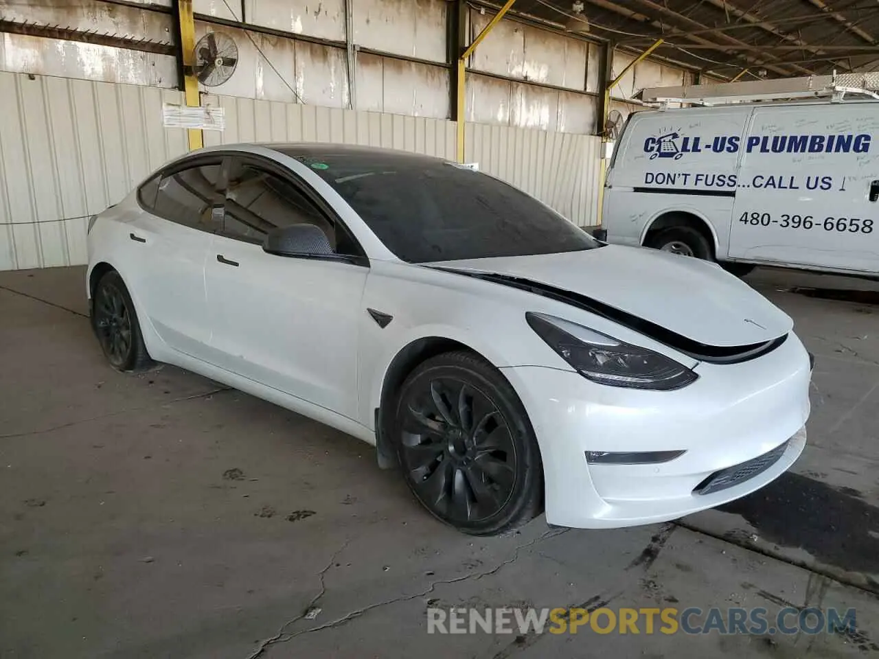 4 fotografías del automóvil dañado 5YJ3E1EB4MF938427 TESLA MODEL 3 2021
