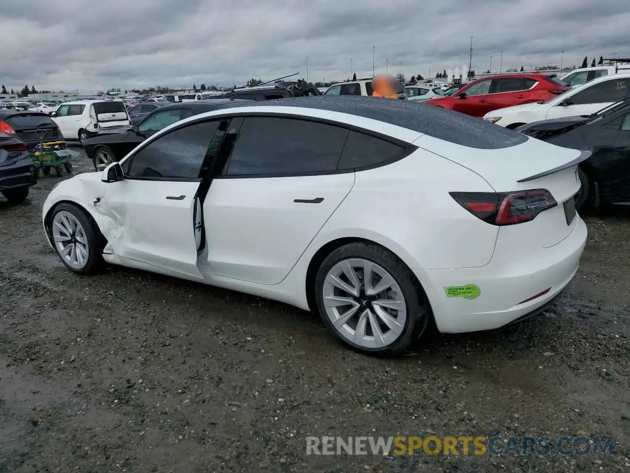 2 fotografías del automóvil dañado 5YJ3E1EB5MF071510 TESLA MODEL 3 2021