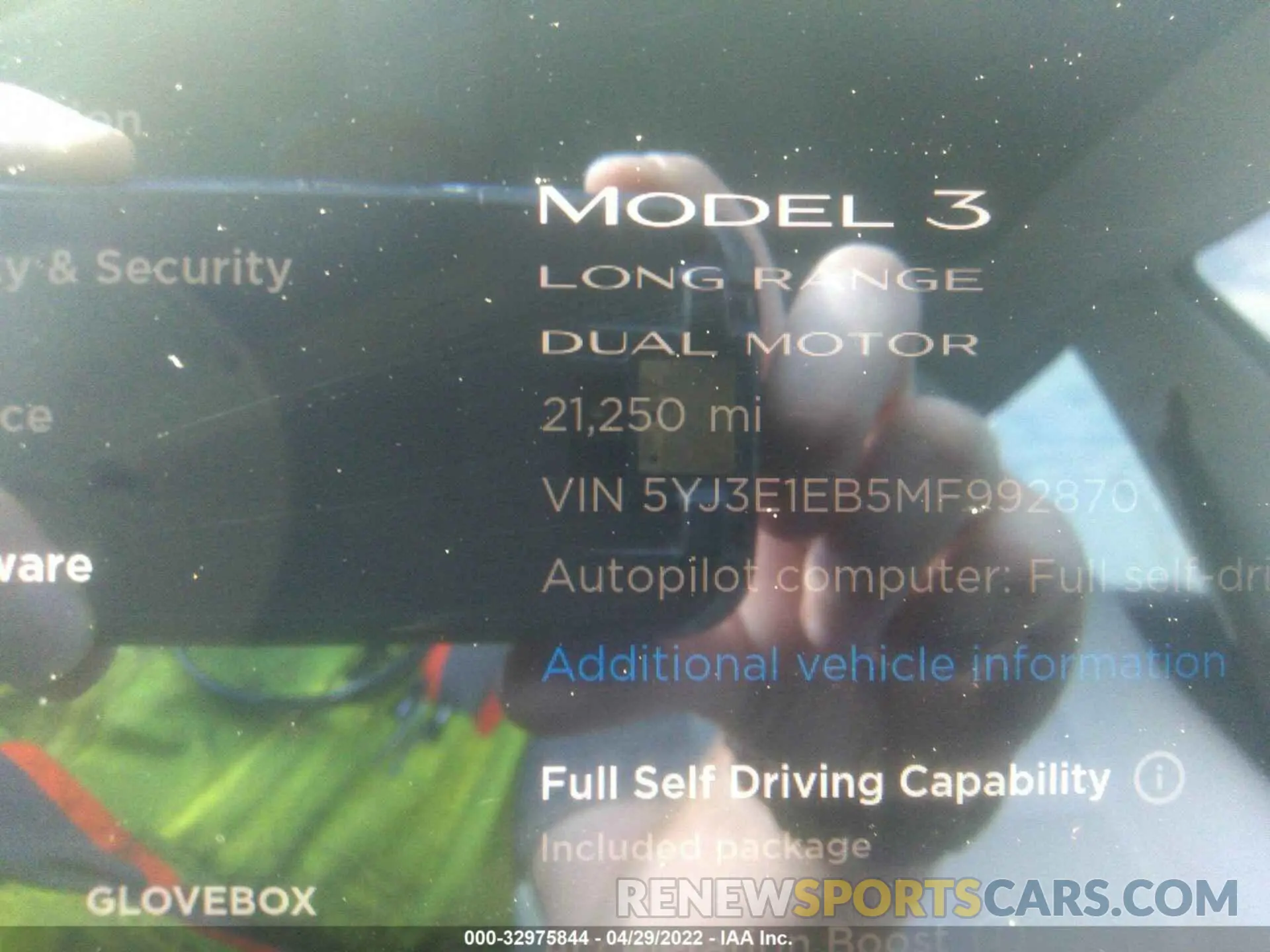 7 fotografías del automóvil dañado 5YJ3E1EB5MF992870 TESLA MODEL 3 2021