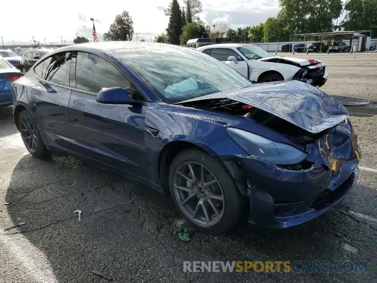 4 fotografías del automóvil dañado 5YJ3E1EB6MF001093 TESLA MODEL 3 2021
