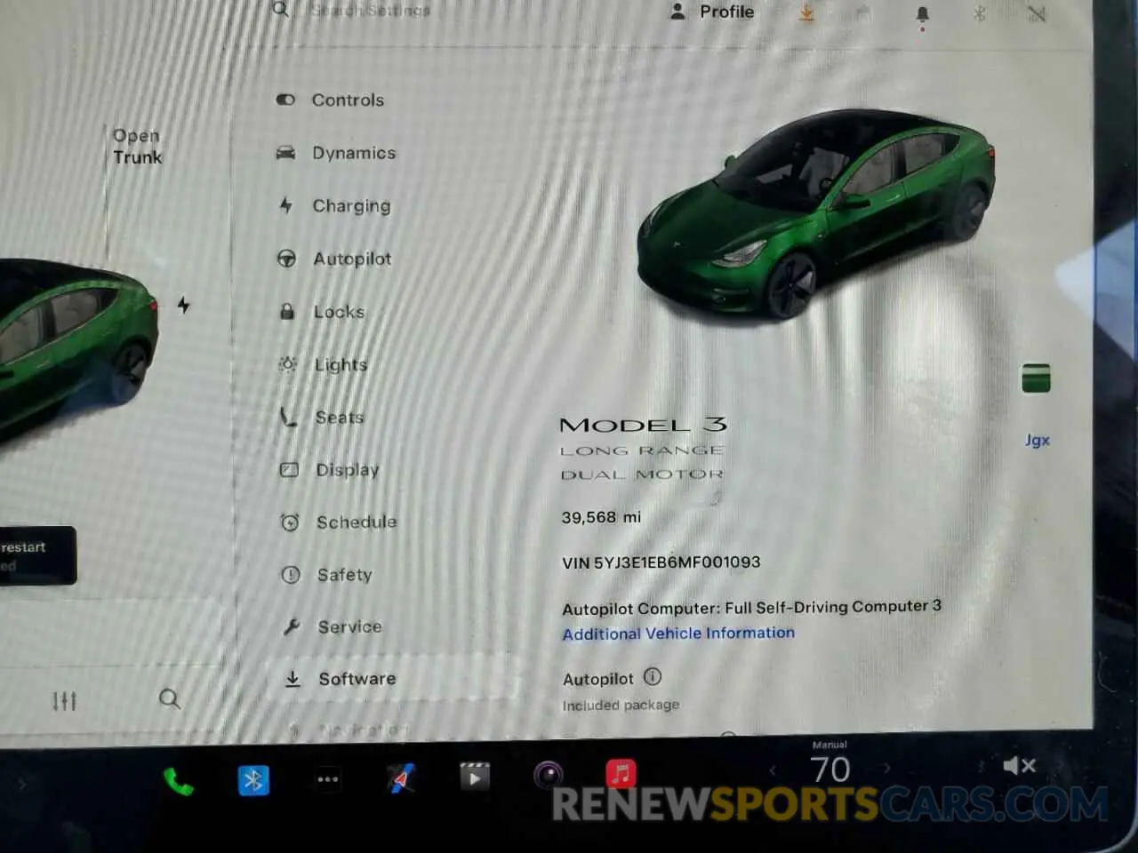 9 fotografías del automóvil dañado 5YJ3E1EB6MF001093 TESLA MODEL 3 2021
