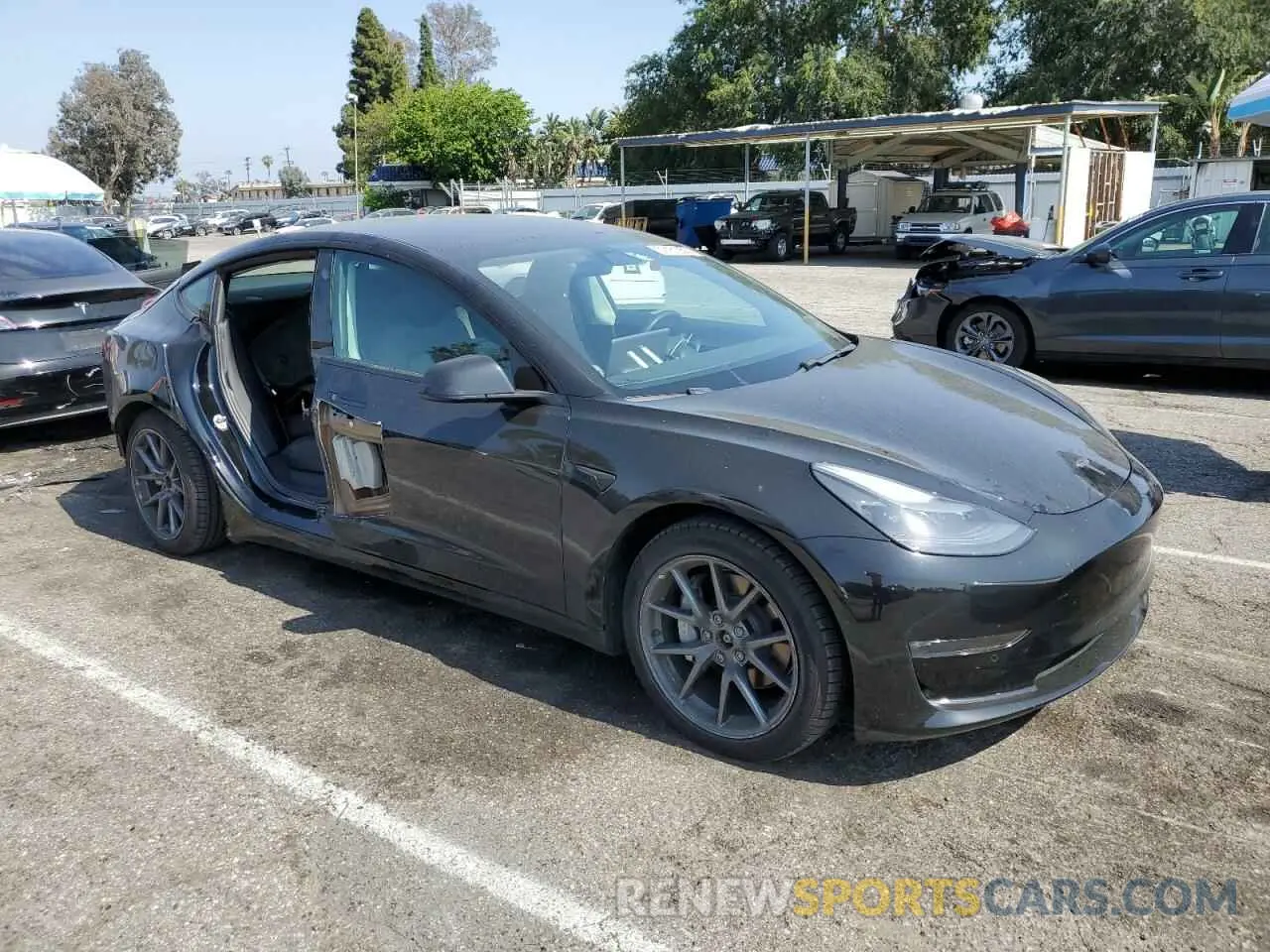 4 fotografías del automóvil dañado 5YJ3E1EB6MF002955 TESLA MODEL 3 2021