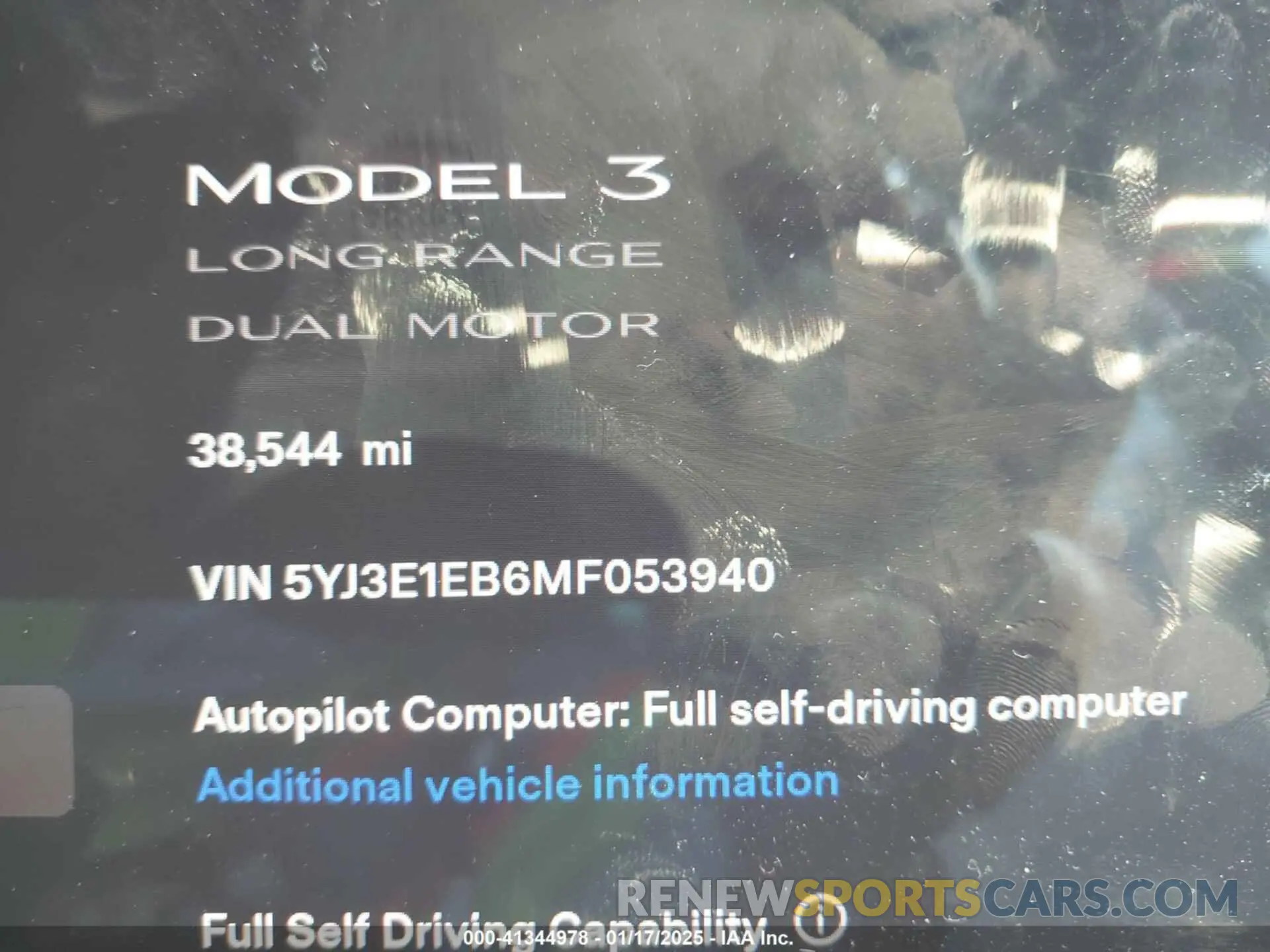 15 fotografías del automóvil dañado 5YJ3E1EB6MF053940 TESLA MODEL 3 2021