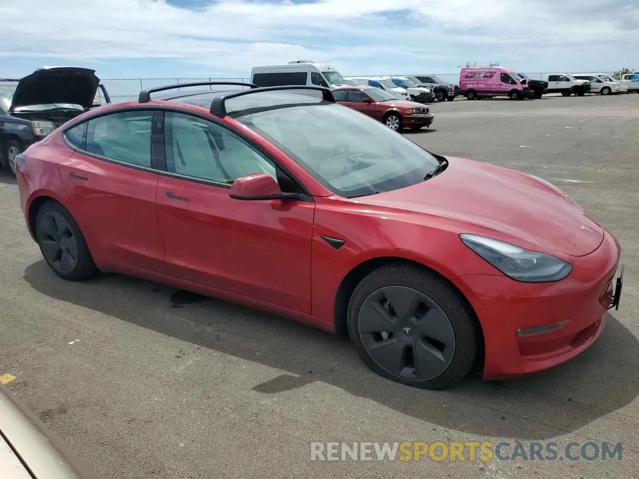 4 fotografías del automóvil dañado 5YJ3E1EB6MF092012 TESLA MODEL 3 2021